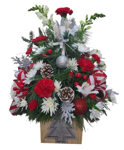 Sparkly Tree Box Arrangement FHFC-6-2024 Fresh Flower Arrangement (Local Delivery Area Only)