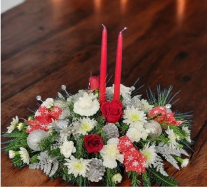 Glistening Christmas Centerpiece FHF-C024 Fresh Flower Arrangement (Local Delivery Area Only)