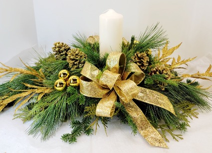 Golden Lights  Long & Low Centerpiece