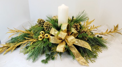 Golden Lights Long & Low Centerpiece