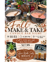 Candle Bar Make & Take October 13th @6:30 PM