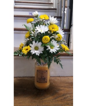 Candle Bouquet Fresh Arrangement with Keepsake Candle