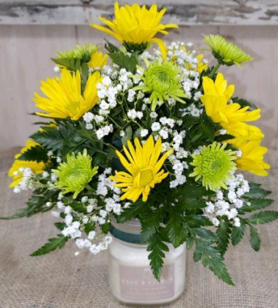 candle with fresh flowers Arrangement