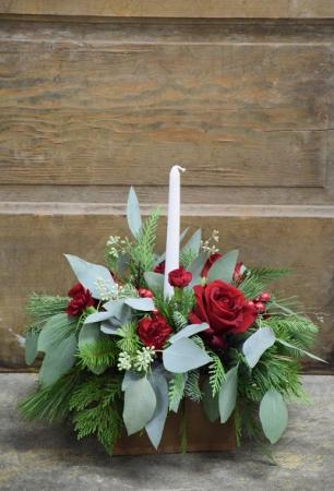 Candlelit Glow Winter Christmas Centerpiece 
