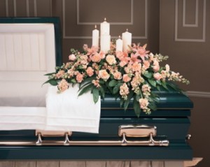 Candles and Arrangement  Casket Arrangement
