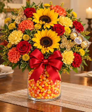 Candy Corn Kisses & Autumn Wishes Call Us for Faster Service & Daily Specials: (915) 303-8500 Text Us to Order Anytime: (915) 505-3708 Your trusted source for Flowers & Delivery in El Paso TX 