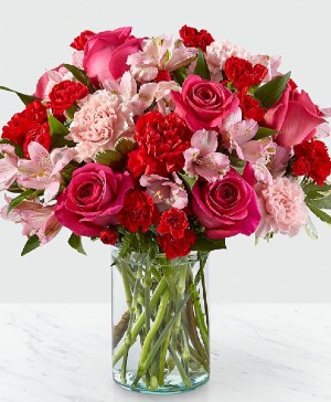 Candy Hearts Pink and Red Arrangement 