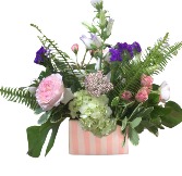 Candy Stripe Blooms Fresh Cut Floral Arrangement in Ceramic Vase