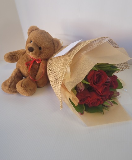 Can't Bear to Be Apart  Hand-tied Bouquet with Teddy Bear 