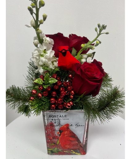 Cardinal Christmas Wishes Christmas Floral Bouquet