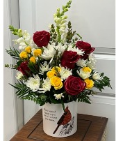 Cardinal Container with Arrangement 