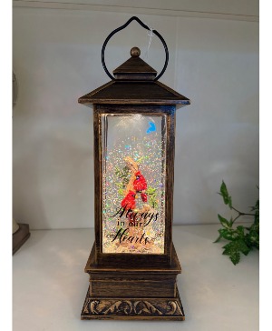 Lighted Cardinal Glitter Lantern  