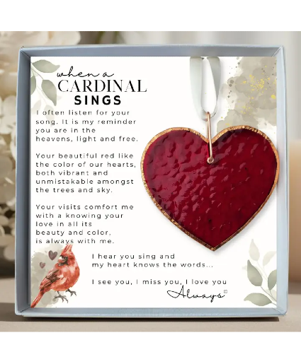 Cardinal Heart Ornament 