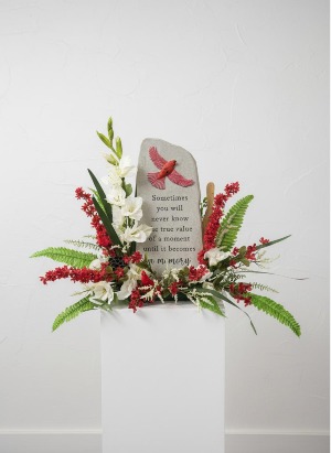 Cardinal of Remembrance Memorial SS-101 Sympathy Silk Arrangement