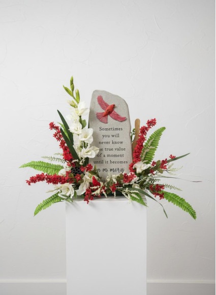 Cardinal of Remembrance Memorial SS-101 Sympathy Silk Arrangement