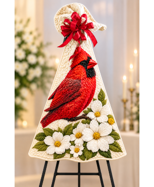 Cardinal Quilted Throw Standing Spray Standing Spray