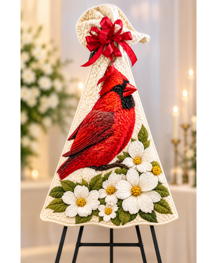 Cardinal Quilted Throw Standing Spray Standing Spray