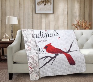 Cardinals Appear Quilted Throw 