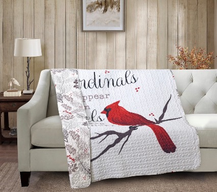 Cardinals Appear Quilted Throw 