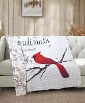 CARDINALS APPEAR QUILTED THROW 