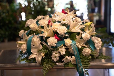 Cardinals in Waiting  Custom Casket Spray in South Milwaukee, WI | PARKWAY FLORAL INC.
