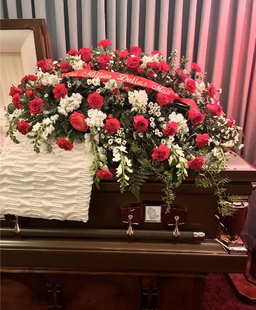 Cascade of Love  casket spray  in Tannersville, PA | Imaginations Florals & More by Ally