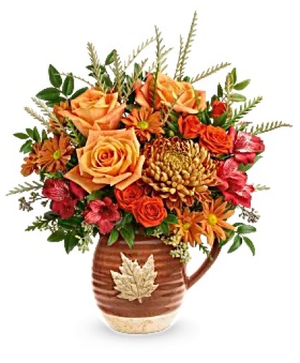 Cascading Blooms Bouquet Ceramic Pitcher Bouquet