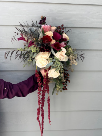 Cascading Burgundy Bridal Bouquet  Wedding 