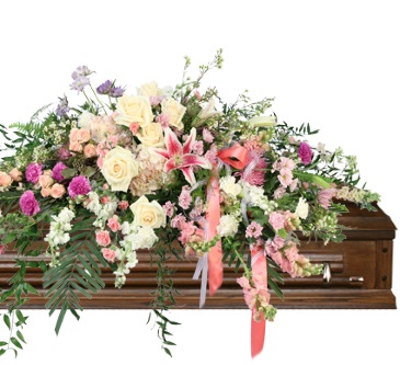 Cascading Calm Casket Spray in Stratford, OK | Stratford Floral Mercantile