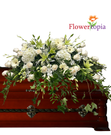 Cascading Flow Tribute Casket Spray in Miami, FL | FLOWERTOPIA