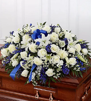Casket Cover Blue & White - 00366 