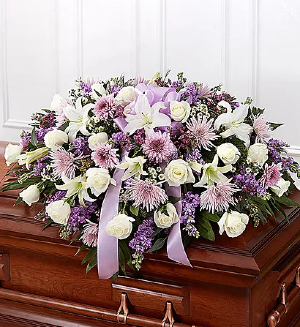 Casket Cover Lavender & White - 00367 