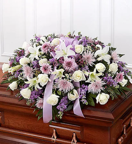 Casket Cover Lavender & White - 00367 