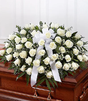 Casket Cover White Rose - 00365 