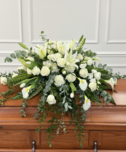 CASKET SPRAY ALL WHITE FLORALS