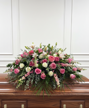 CASKET SPRAY PINK & WHITE FLORALS