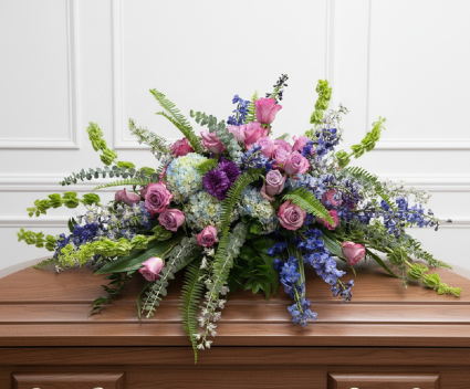 CASKET SPRAY SOOTHING PURPLES & BLUES