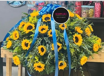 Casket Spray Sunflowers  in Mcallen, TX | Rodriguez Wholesale Flowers