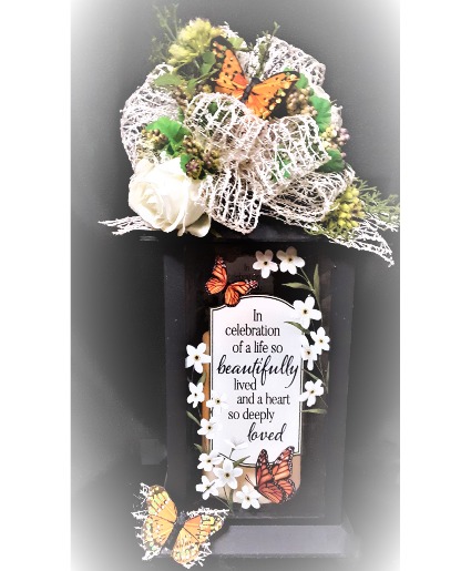 Celebration of a beautiful Life Lantern arrangement