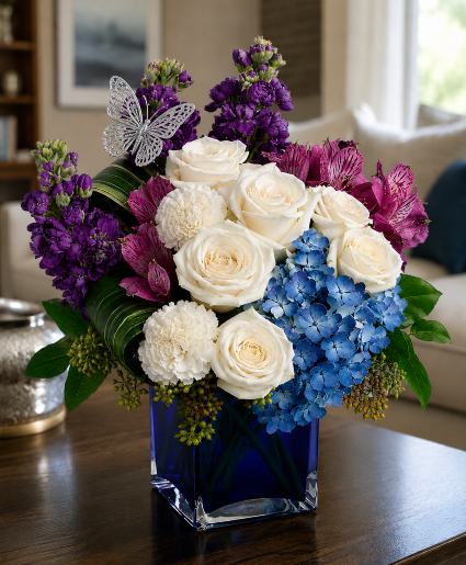 Celestial Sapphire Tribute Call Us for Faster Service & Daily Specials: (915) 303-8500 Text Us to Order Anytime: (915) 505-3708 Your trusted source for Flowers & Delivery in El Paso TX 