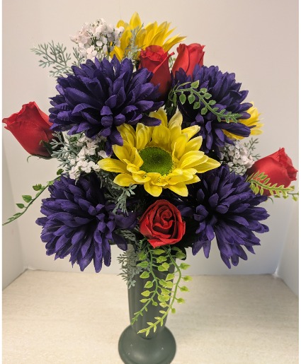 Cemetery Can     NFS-PERM14    Silk Arrangement (Artificial Flowers)