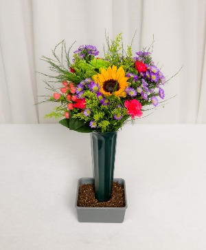Cemetery Vase of Flowers Square Pot not Included