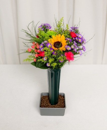 Cemetery Vase of Flowers Square Pot not Included