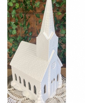 Large Musical Ceramic Church  Sympathy keepsake