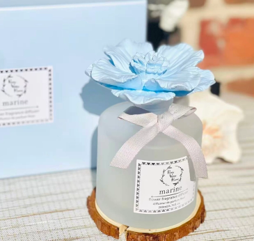 Marine Blue Ceramic Flower Diffuser | Ocean Breeze For The Home in Key West, FL | Petals & Vines Boutique