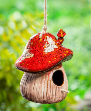 Ceramic Mushroom Bird House 