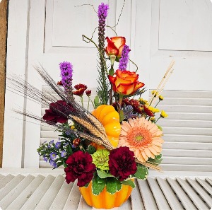 Ceramic Orange Pumpkin  Arrangement 