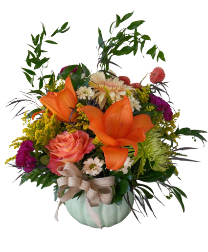 Ceramic Pumpkin Designer's Choice Floral Arrangement