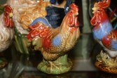 Hen and Rooster Pair in French Blue or White Glaze 