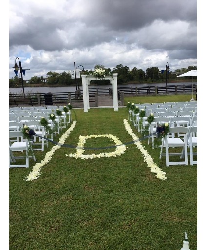 CEREMONY FLOWERS PETALS AND ARBOR WEDDING FLOWERS